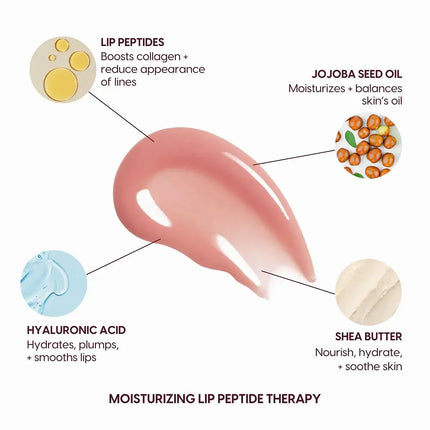Kara Beauty Lip Syrup Moisturizing Peptide Therapy Milky Peach
