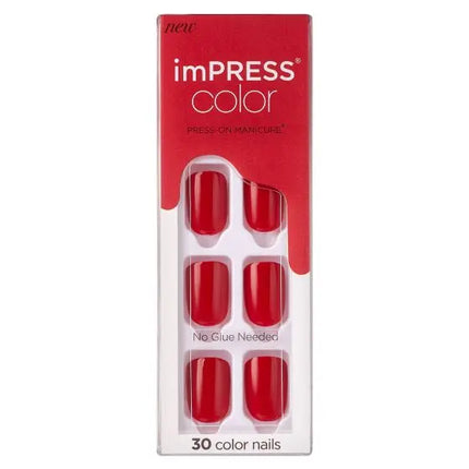 Kiss Impress Color Press-On Nails Short Reddy Or Not