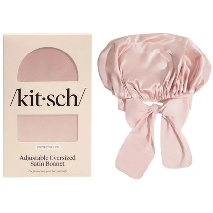 Kitsch Adjustable Oversized Satin Bonnet Blush