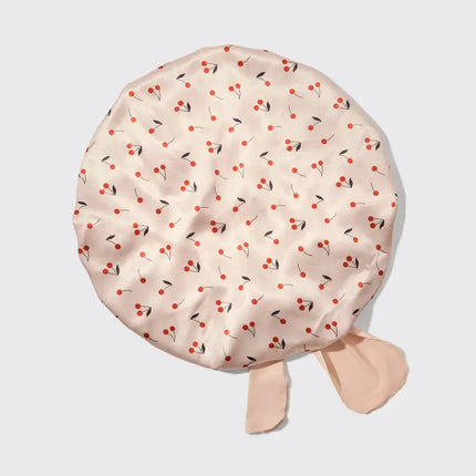Kitsch Adjustable Oversized Satin Bonnet Cherry Print