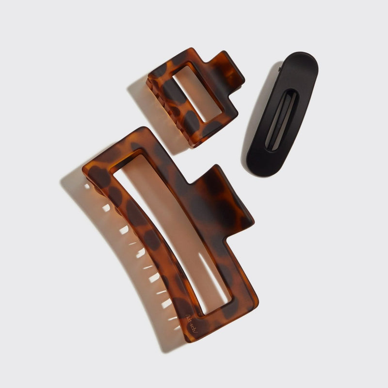 Kitsch Assorted Claw Clips Rectangle Open Shape, set van 3 haarclips in diverse vormen en maten