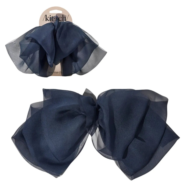 Kitsch Chiffon Bow Hair Clip Blue Orchid