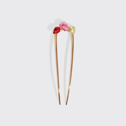 Kitsch Holiday Metal Gemstone French Hair Pin