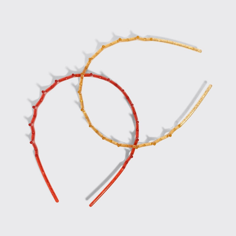 Kitsch Holiday Zigzag Headbands 2pc Set Gold & Red 5