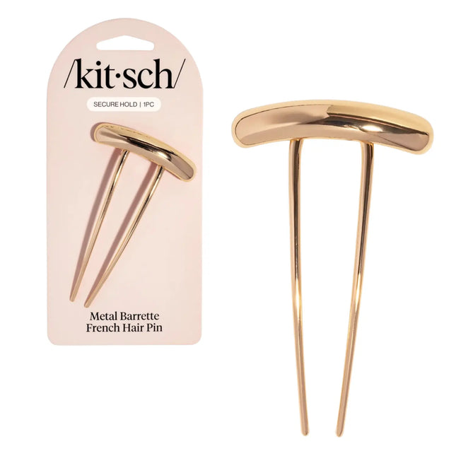 Kitsch Metal Barette French Hair Pin Gold
