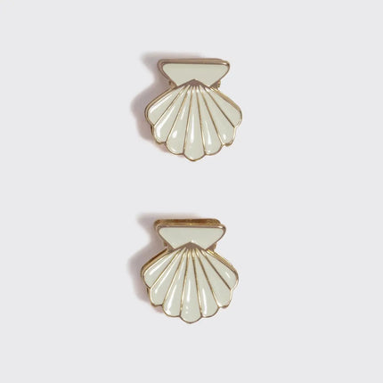 Kitsch Metal Clam Shell Hair Clip 2pc Set Gold & Pearlized Cream