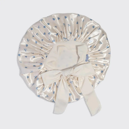Kitsch Oversized Satin Bonnet Pearlized Cream & Coastal Blue