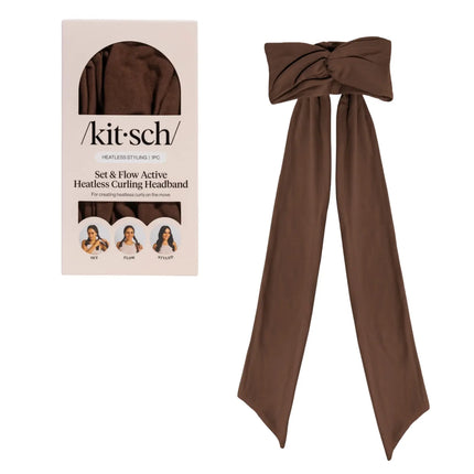 Kitsch Set & Flow Heatless Curling Headband Chocolate Brown