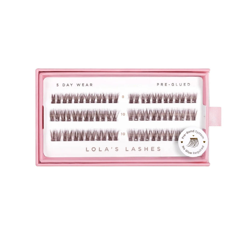 Lola's Lashes Pre-glued Lashes Dark Cocoa Petite Pack, voorgelijmde wimperclusters in bruin