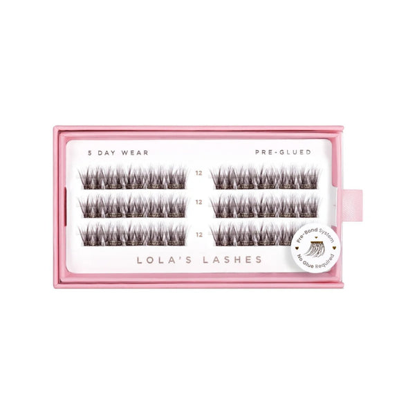 Lola's Lashes Pre-glued Lashes Soft Definition Brown 12mm, pre-glued wimperclusters in bruin