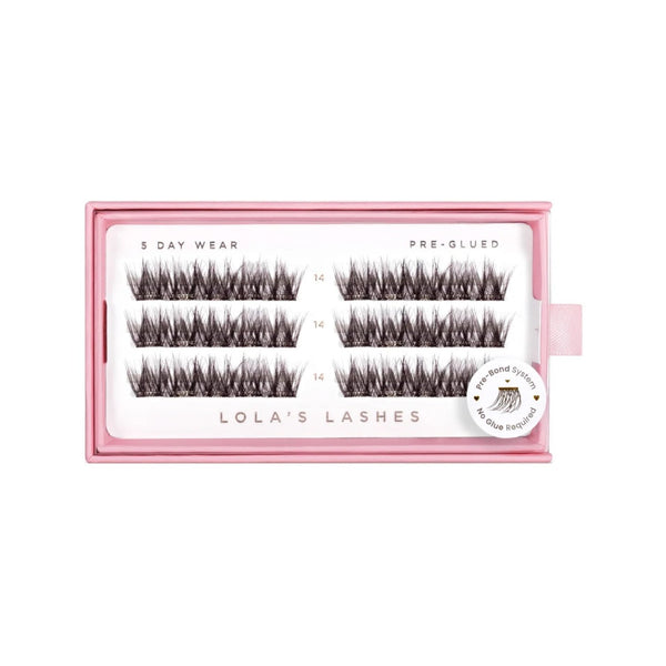 Lola's Lashes Pre-glued Lashes Soft Definition Brown 14mm, pre-glued wimperclusters in bruin