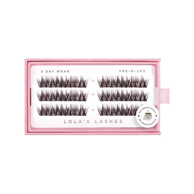 Lola's Lashes Pre-glued Lashes Soft Definition Brown 14mm, pre-glued wimperclusters in bruin