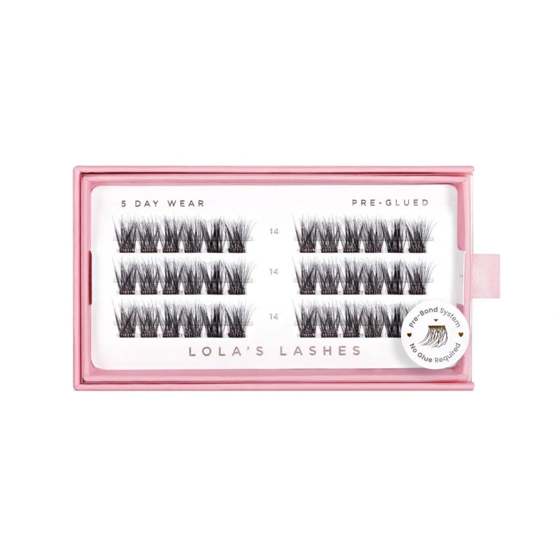 Lola's Lashes Pre-glued Lashes Soft Wisp 14mm, set van pre-glued wimperclusters