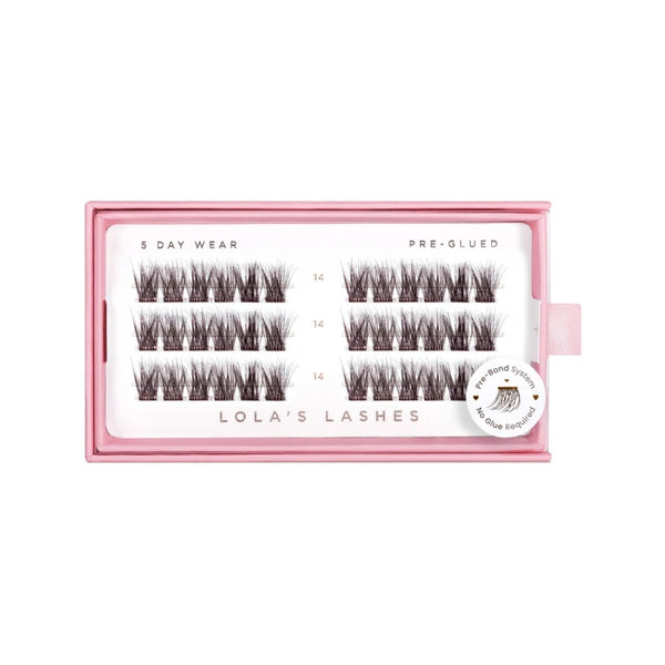 Lola's Lashes Pre-glued Lashes Soft Wisp Brown 14mm, voorgelijmde wimperclusters