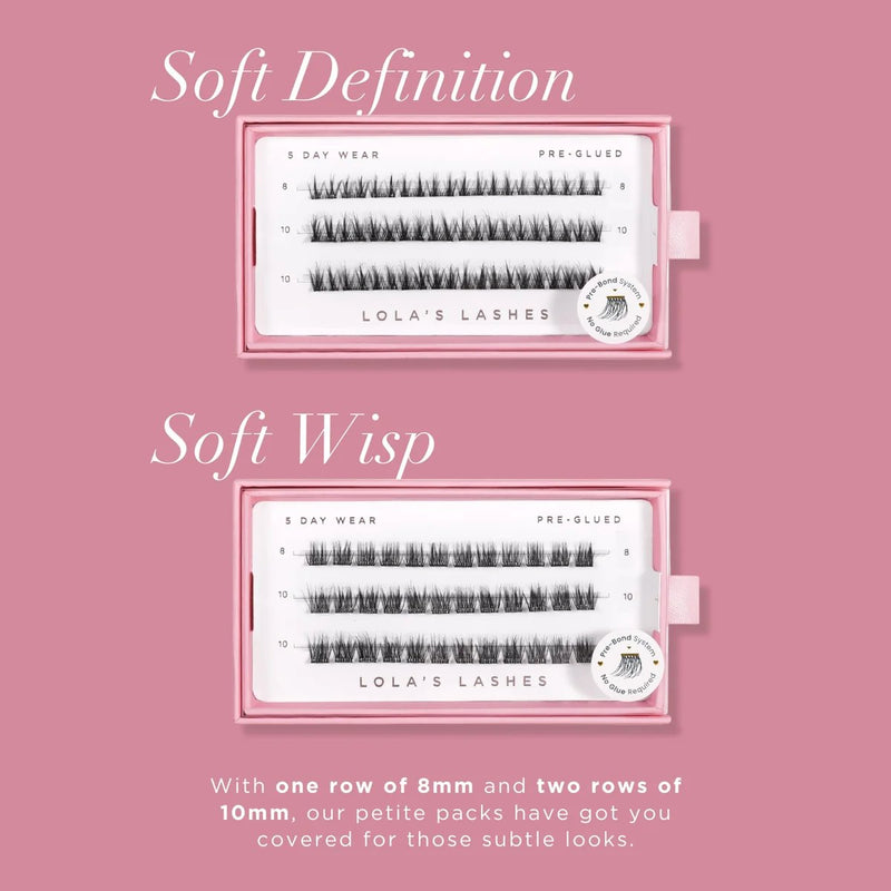 Lola's Lashes Pre-glued Lashes Soft Wisp Petite Pack, wimperclusters voor een natuurlijke look