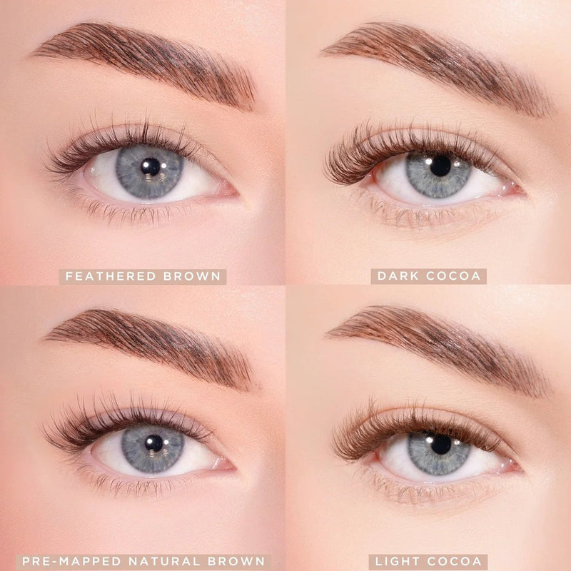 Lola's Lashes Soft Wisp Brown Pre Glued Lashes Set, zelfklevende wimperclusters in bruin