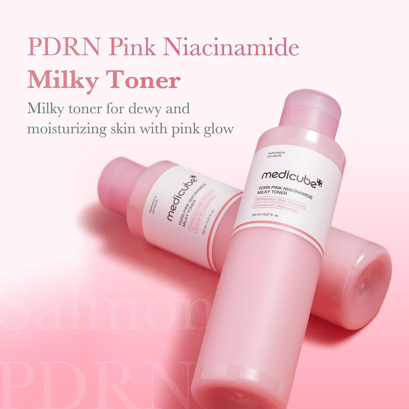 Medicube Pdrn Pink Niacinamide Milky Toner, een verjongende en hydraterende milky toner.