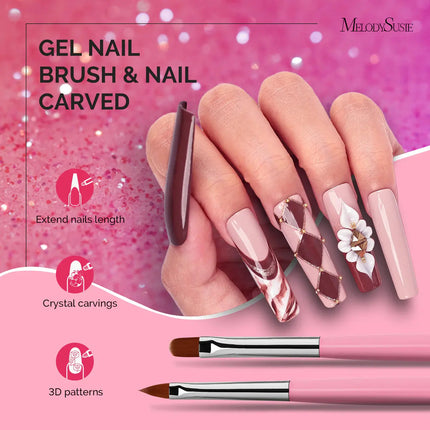 MelodySusie Nail Art Brushes Set Pink 6Pcs