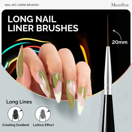 MelodySusie Nail Art Liner Brushes Black 5Pcs