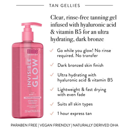 MineTan Invisible Glow Dark Hydrating Tan Gelly