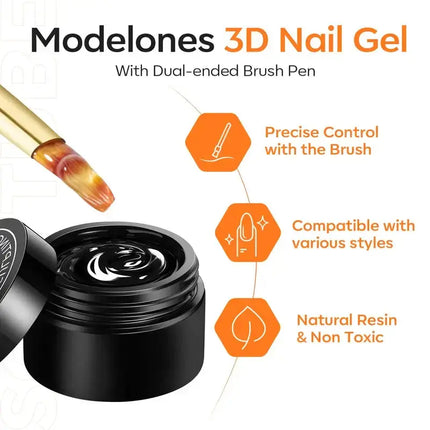Modelones Sculpting 3D Nail Gel & Dual-ended Brush