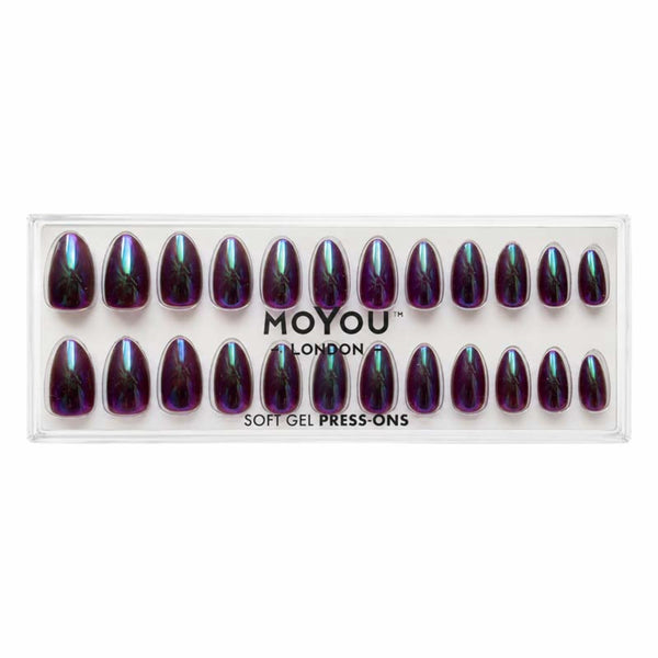 MoYou London Press On Grape Escape, set nepnagels met gel-achtige finish in amandelvorm