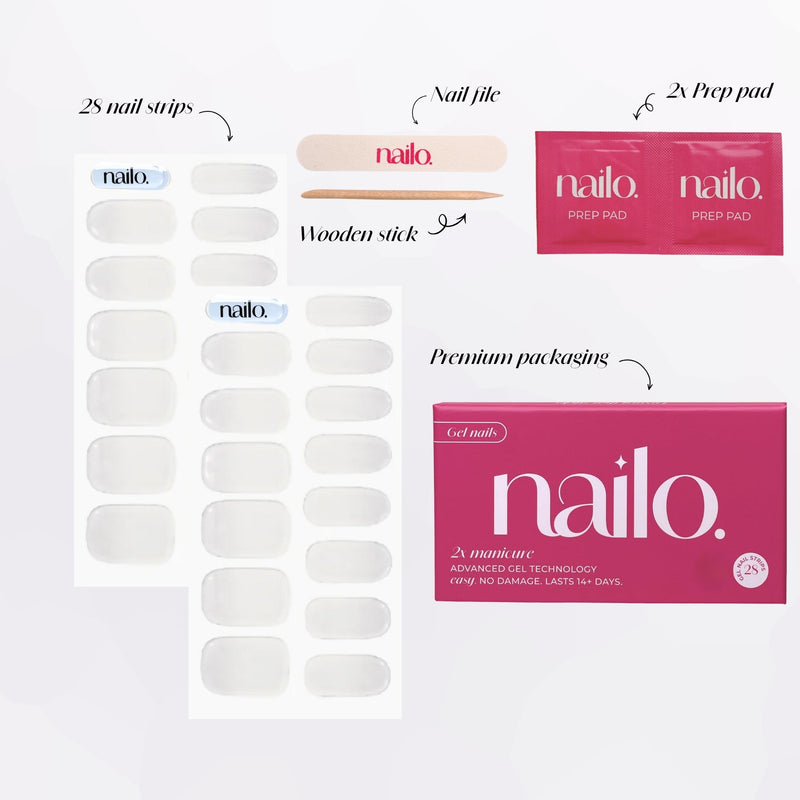 Nailo gellak stickers Milky Ombre, milky wit verloop