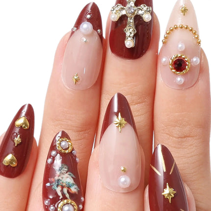 Never Have I Ever Press-On Nails Burgundy Cherub