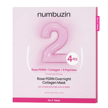 Numbuzin No.2 Rose PDRN Overnight Collagen Mask 4-Pack