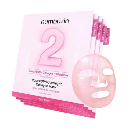 Numbuzin No.2 Rose PDRN Overnight Collagen Mask 4-Pack