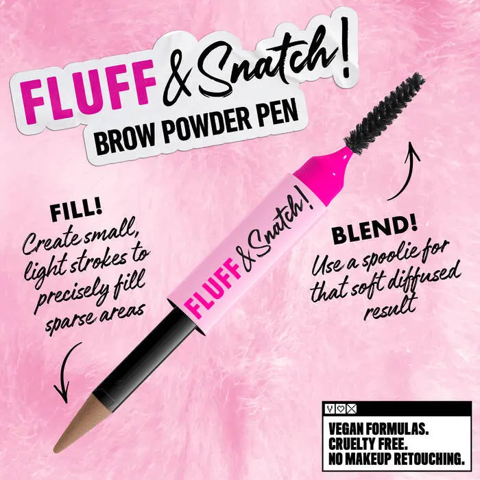 NYX Professional Makeup Fluff N Snatch Powder Pen Black, wenkbrauwpen met cream-to-powder formule