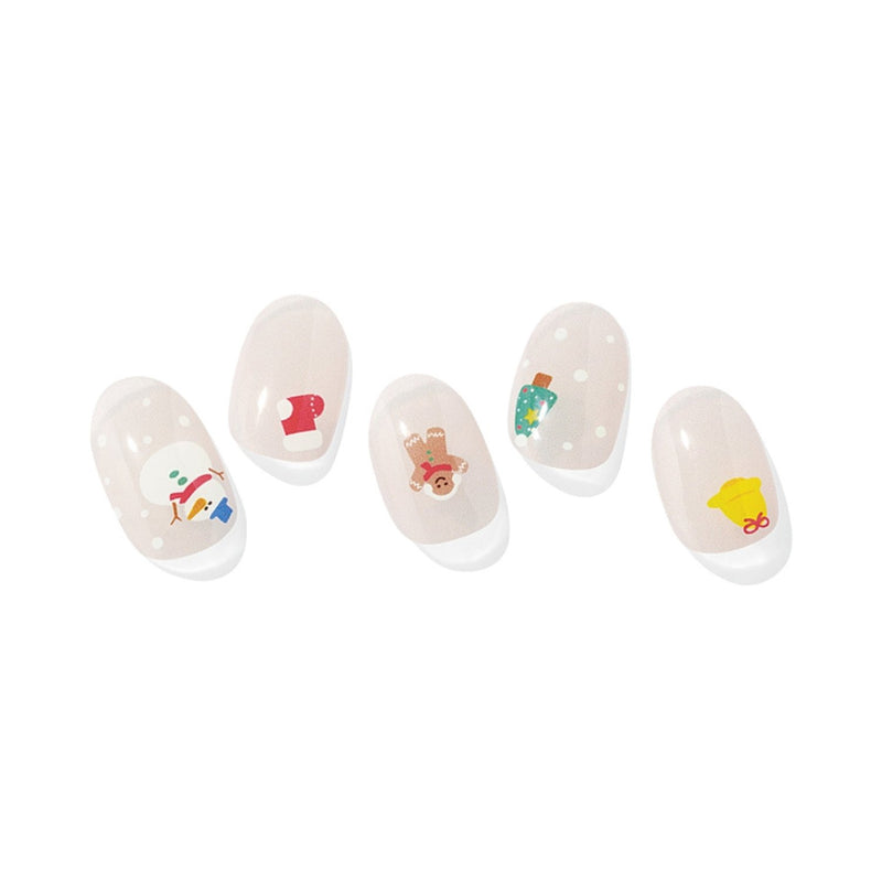 Ohora Semi Cured Gel Nail Strips N Mini Christmas, gellak stickers met kerstfiguurtjes