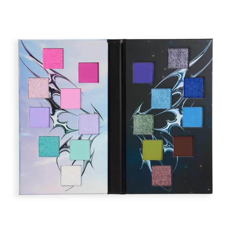Opengeklapt Pixie Wing Palette met een lichte en een donkere kant vol tinten