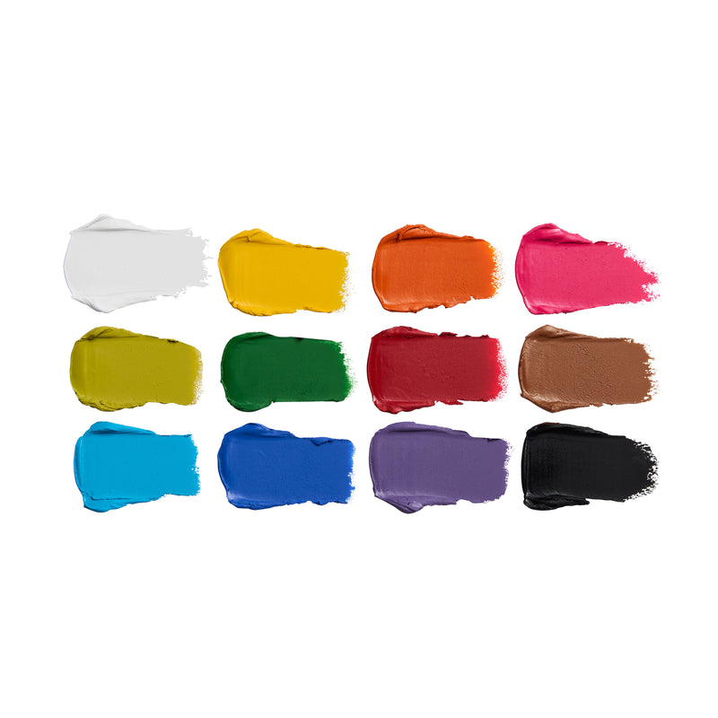 Swatches of the 12 cream colours from the SFX Face Paint Palette