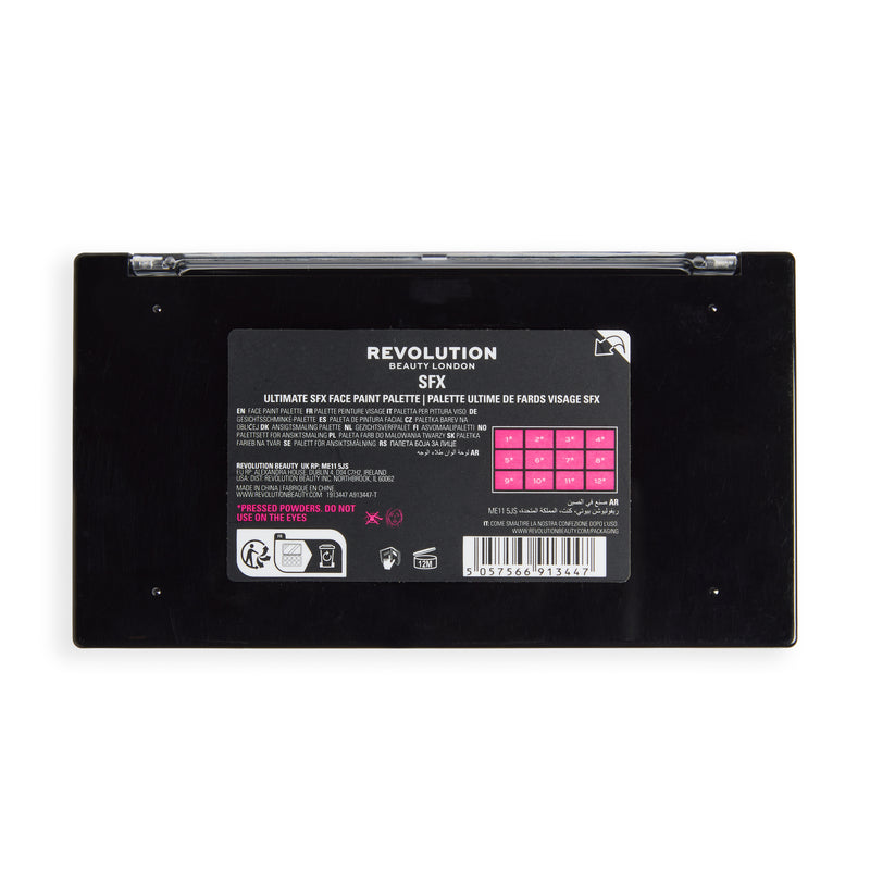 Back of the SFX Face Paint Palette with product information