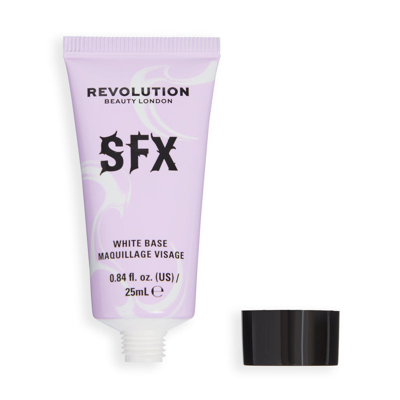 Open tube of SFX White Base Foundation with the cap next to it