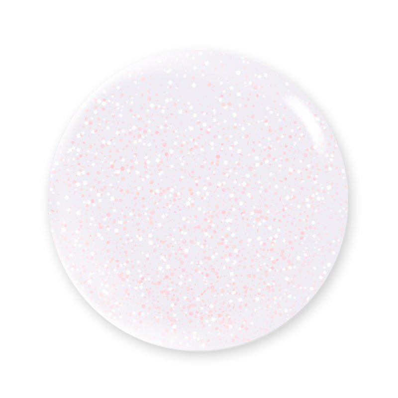 Kleurdruppel van Builder Gel Sparkle White, doorschijnend wit met roze en witte glitters