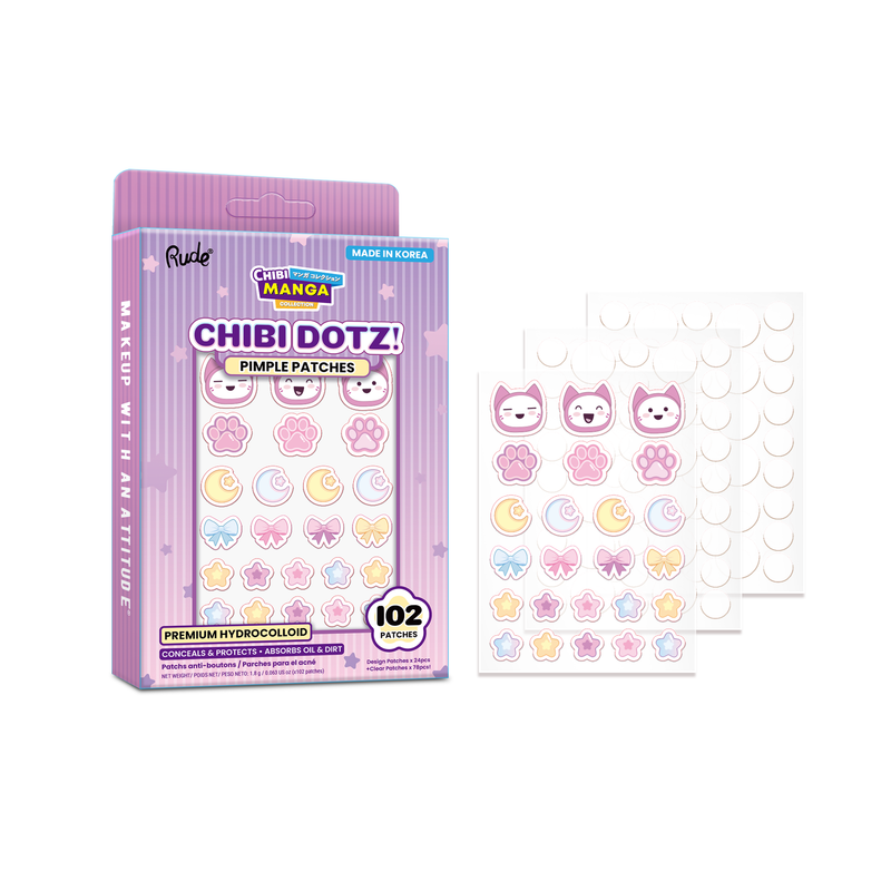Rude Cosmetics Chibi Manga Collection Chibi Dotz! Pimple Patches Goodnight Neko, hydrocolloïde patches