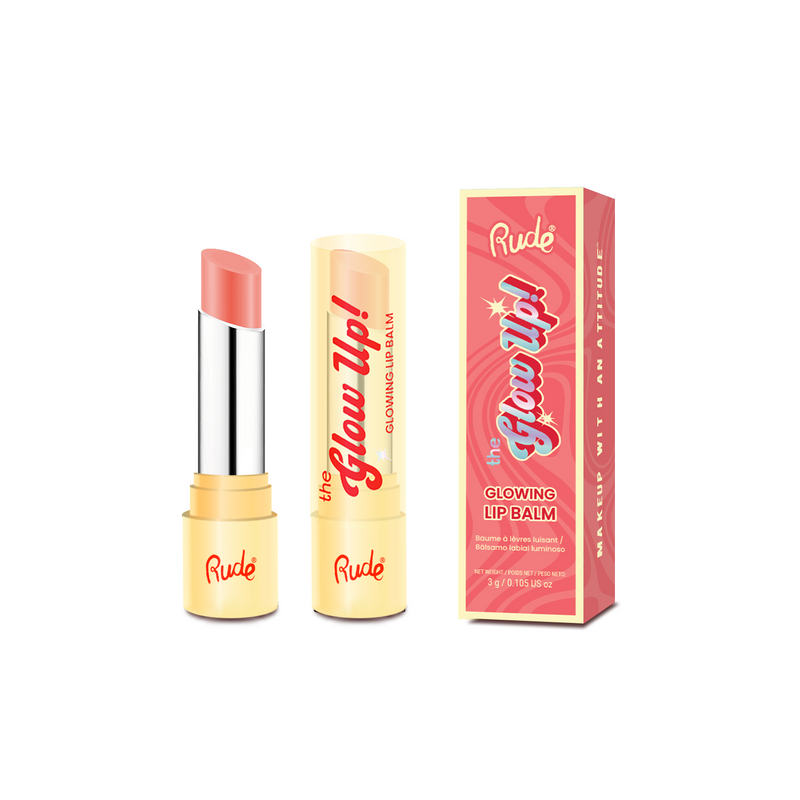 Rude Cosmetics The Glow Up! Glowing Lip Balm Peachy Sheen, hydraterende lippenbalsem met kleur