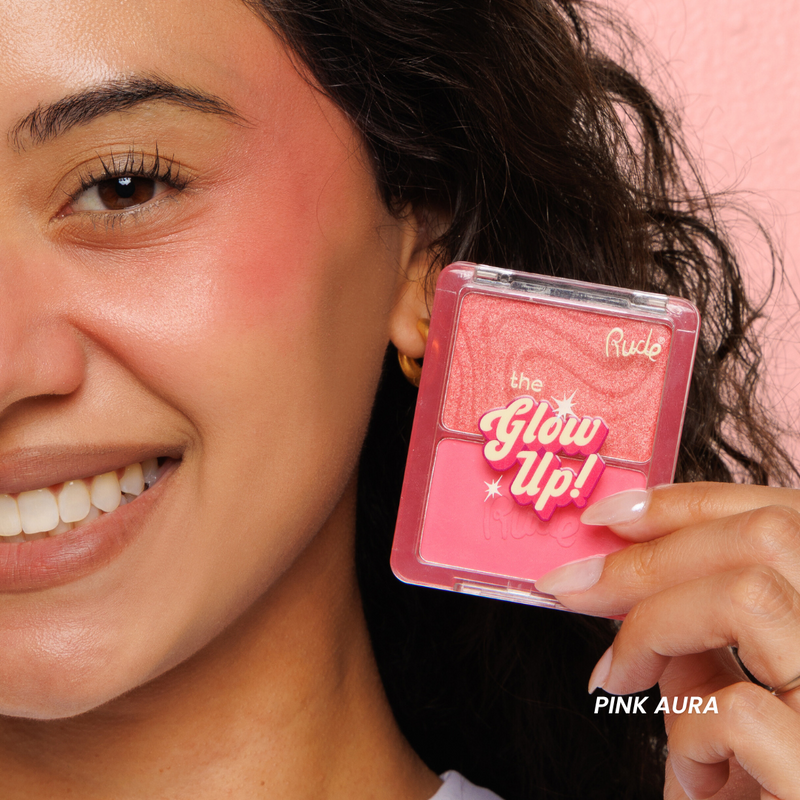 Rude Cosmetics The Glow Up! Matte & Shimmer Blush Duo Rosy Haze, blush met matte en shimmer finish, foto 3 van 8
