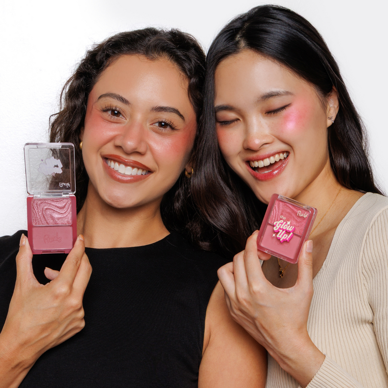 Rude Cosmetics The Glow Up! Matte & Shimmer Blush Duo Warm Ginger, duo blush, foto 6 van 9