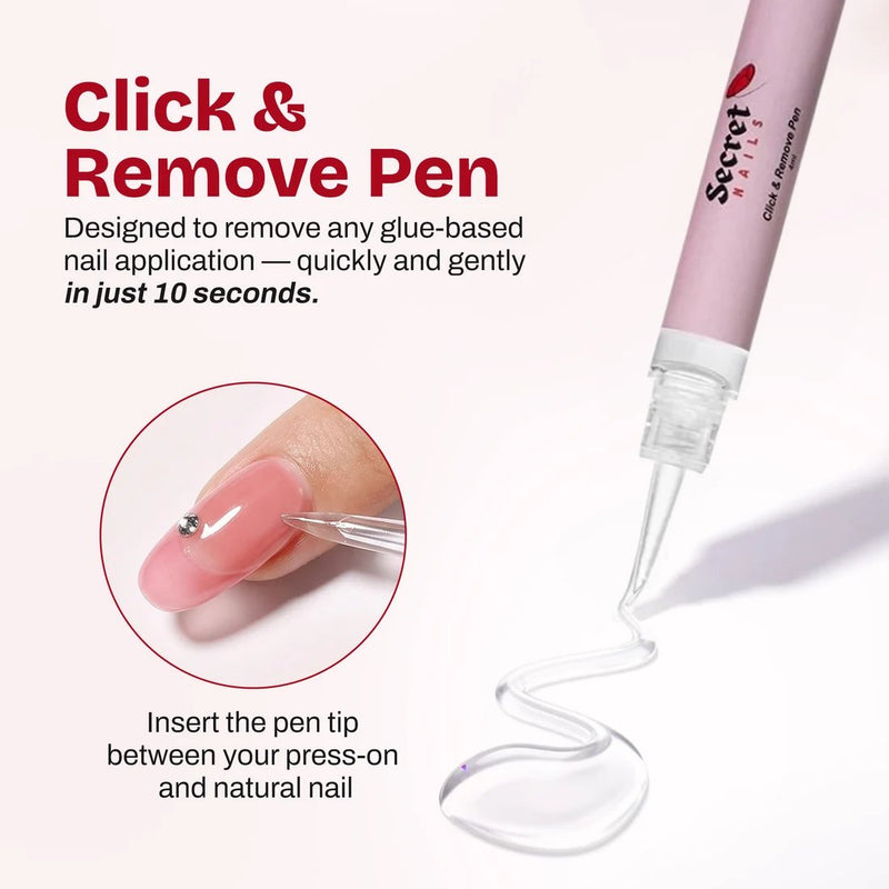 Secret Nails Click & Remove Pen Nail Glue Remover Oil Based, nagellijm remover pen, foto 2 van 9