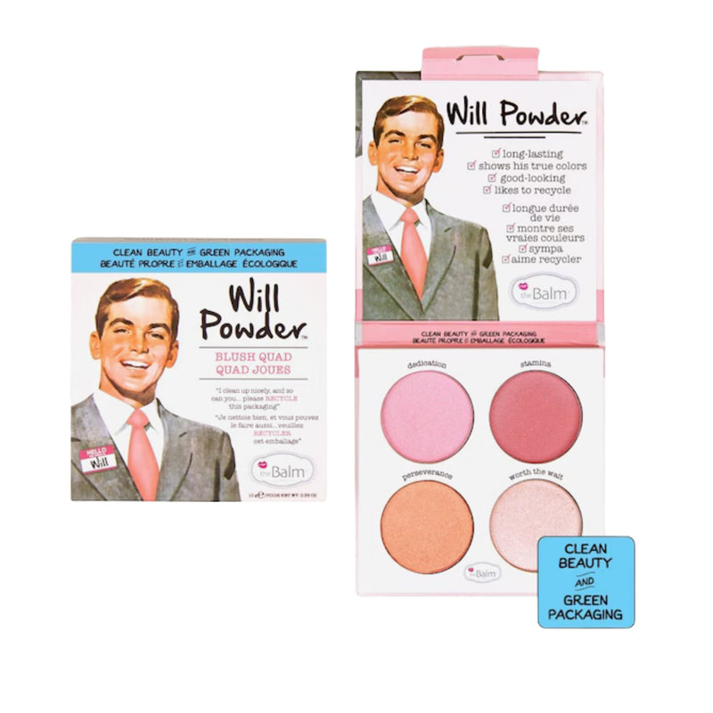 TheBalm Blush Quad Will Powder, palette met vier roze blush tinten