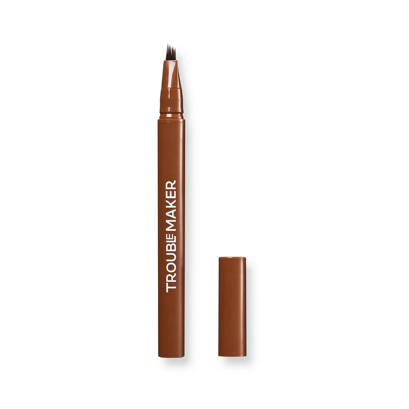 Trouble Maker Fluffer Brow Brush Natural Brow Pen Medium Brown, wenkbrauwpen voor volle, natuurlijke brows