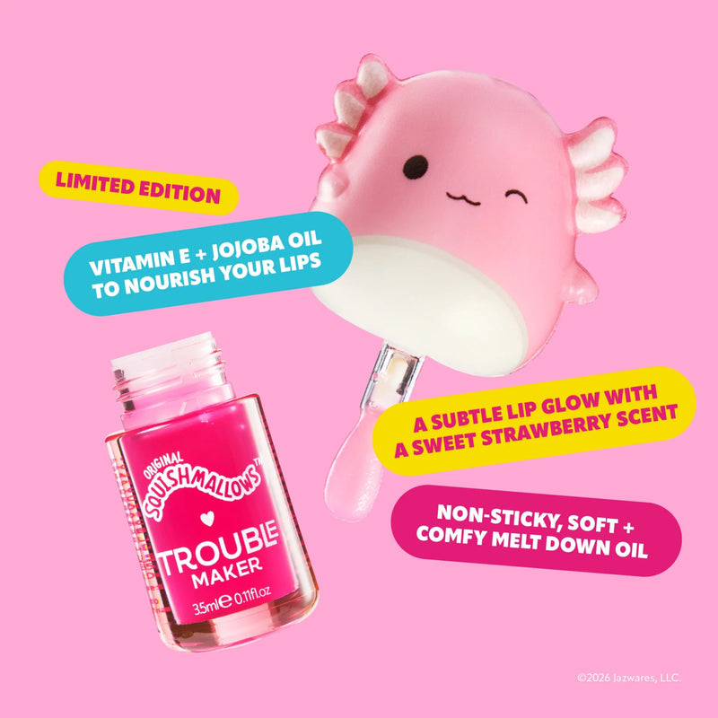 Trouble Maker X Squishmallows Archie The Axolotl Melt Down Lip Oil With Snug