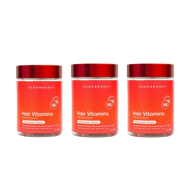 Veganboost Hair Vitamins Watermelon Gummies 3 pack