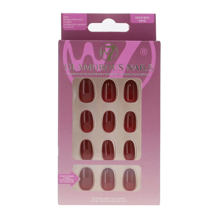 W7 Cosmetics Glamorous Press-On Nails Deep Red Wine