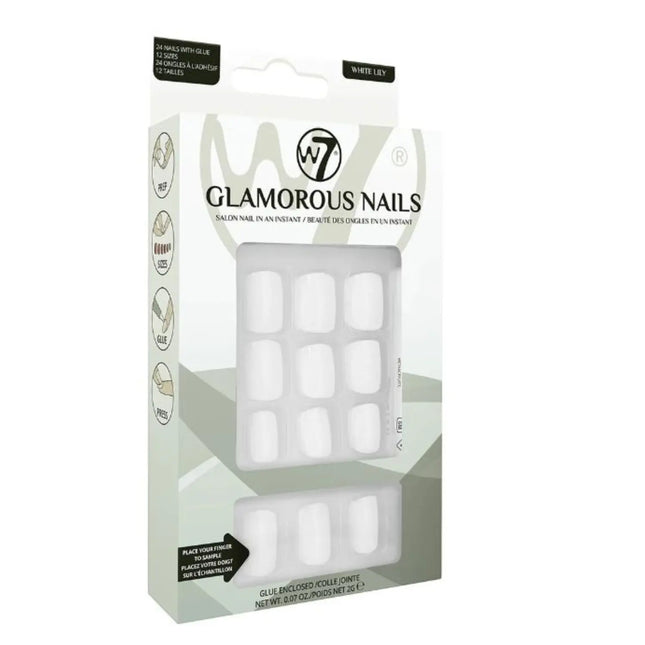 W7 Cosmetics Glamorous Press-On Nails White Lily