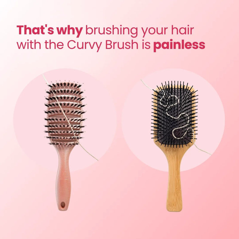 Yuaia Haircare Curvy Brush with Boar Bristles Soft Espresso, borstel voor glanzend haar, foto 6 van 8