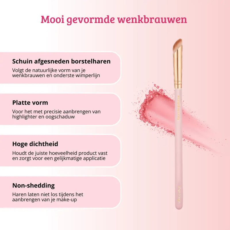 Boozyshop Soft Pink & Gold Rounded Angled Brow & Liner Brush